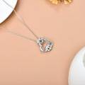 wholesale 925 Sterling Silver Metal Crystal Cute Animal Heart Pendant Necklace with Elephant and Sloth Design-0-2