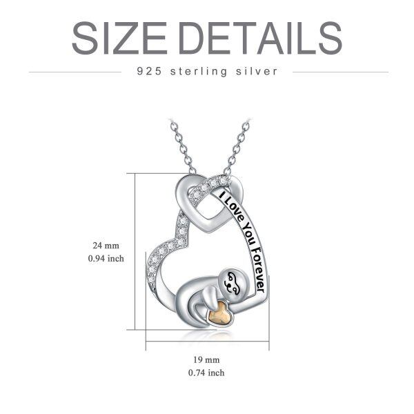 Sterling Silver Sloth Heart Necklace-3