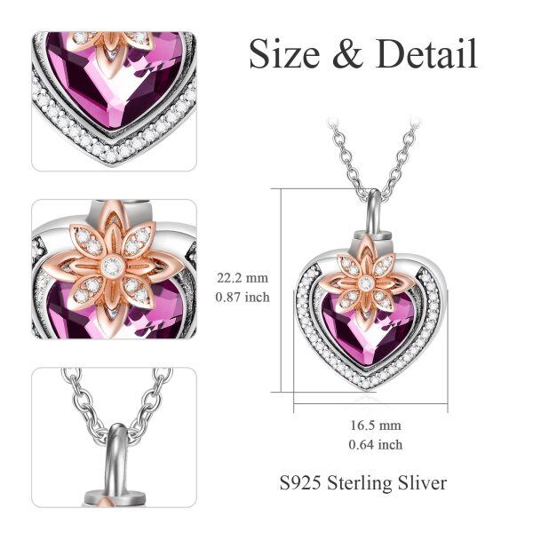 Sterling Silver Heart Flower Necklace-2