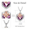 wholesale 925 Sterling Silver Pink Austrian Crystal Heart Pendant with Rose Gold Plated Flower and Cubic Zirconia Chain - Keepsake Urn Necklace for Ashes-0-2