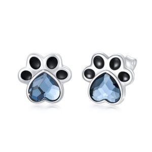 925 Sterling Silver dog Paw earring stud for Women-0