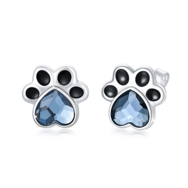 925 Sterling Silver dog Paw earring stud for Women-0