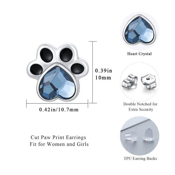 925 Sterling Silver dog Paw earring stud for Women-2