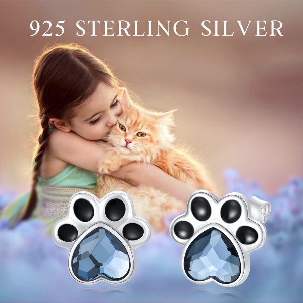 925 Sterling Silver dog Paw earring stud for Women-5