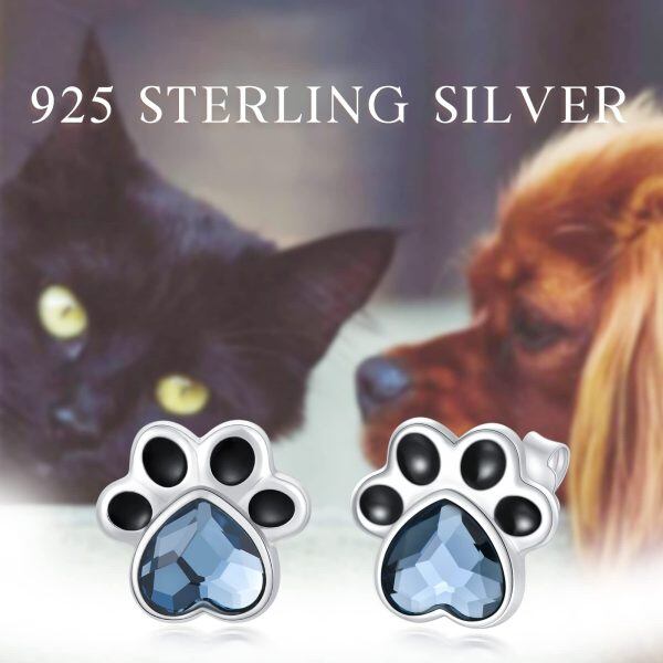 925 Sterling Silver dog Paw earring stud for Women-6