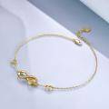 wholesale Gold 925 Sterling Silver Cubic Zirconia-Cut Infinity Heart Anklet for Women-0-1