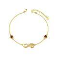 wholesale Gold 925 Sterling Silver Cubic Zirconia-Cut Infinity Heart Anklet for Women-0-5