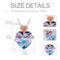 wholesale 925 Sterling Silver Metal Crystal Purple Heart Pendant with Rose Flower and Mom Engraving - Mother's Day Gifts for Women-0-2