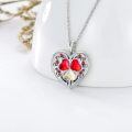 wholesale 925 Sterling Silver Red Crystal Heart Personalized Photo Locket Necklace-0-1