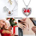 wholesale 925 Sterling Silver Red Crystal Heart Personalized Photo Locket Necklace-0-4