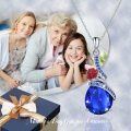 wholesale 925 Sterling Silver Blue Sapphire Teardrop Birthstone Necklace with Red Rose Pendant for Women Girl's Birthday Gifts-0-1