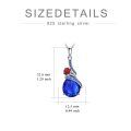 wholesale 925 Sterling Silver Blue Sapphire Teardrop Birthstone Necklace with Red Rose Pendant for Women Girl's Birthday Gifts-0-4