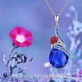 wholesale 925 Sterling Silver Blue Sapphire Teardrop Birthstone Necklace with Red Rose Pendant for Women Girl's Birthday Gifts-0-5