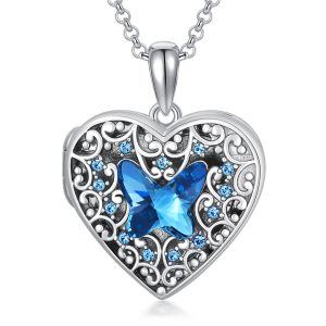 Sterling Silver Heart Locket Necklace-0