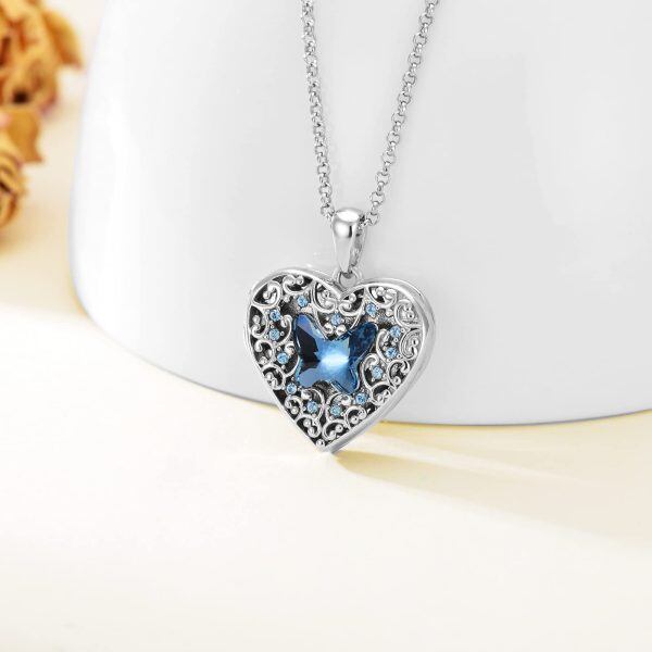 Sterling Silver Heart Locket Necklace-1