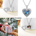 wholesale 925 Sterling Silver Blue Butterfly Crystal Heart Pendant Necklace for Women Girls  45cm Chain Length-0-2
