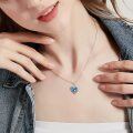 wholesale 925 Sterling Silver Blue Butterfly Crystal Heart Pendant Necklace for Women Girls  45cm Chain Length-0-3