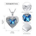 wholesale 925 Sterling Silver Blue Butterfly Crystal Heart Pendant Necklace for Women Girls  45cm Chain Length-0-4