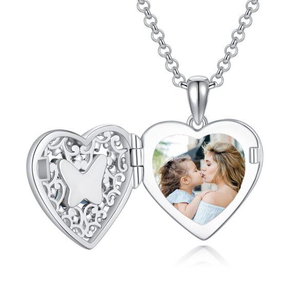 Sterling Silver Heart Locket Necklace-5