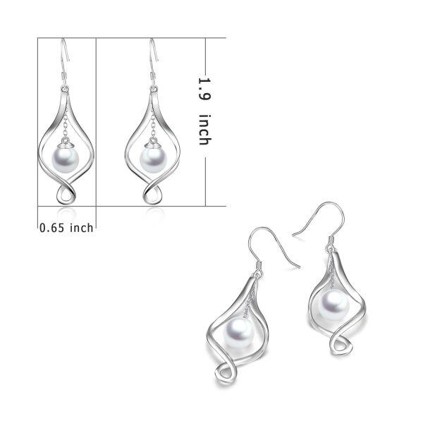 925 Sterling Silver Celtic Pearl Drop Earrings-2