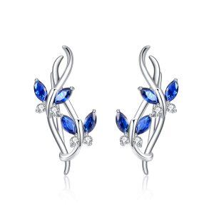 925 Sterling Silver Blue Butterfly Climber Earrings-0