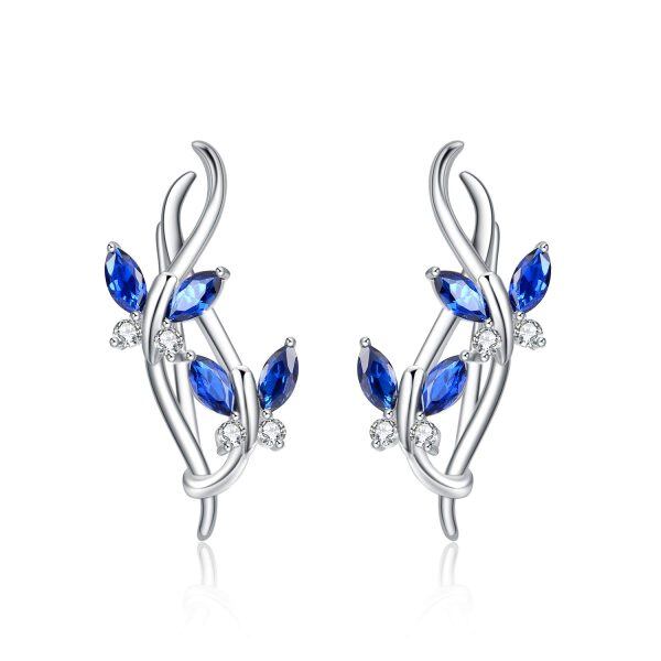 925 Sterling Silver Blue Butterfly Climber Earrings-0