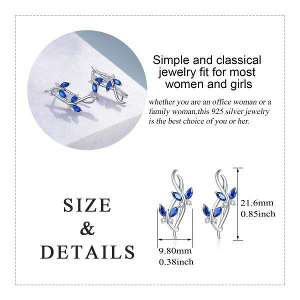 925 Sterling Silver Blue Butterfly Climber Earrings-2