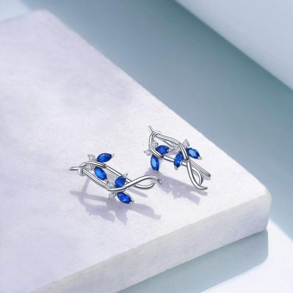 925 Sterling Silver Blue Butterfly Climber Earrings-3