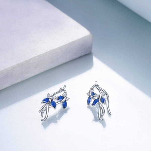 925 Sterling Silver Blue Butterfly Climber Earrings-4