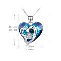 wholesale 925 Sterling Silver Blue Crystal I Love You Mom Heart Pendant Necklace Gift for Mother's Day-0-1