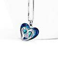 wholesale 925 Sterling Silver Blue Crystal I Love You Mom Heart Pendant Necklace Gift for Mother's Day-0-3