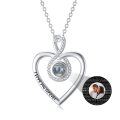 wholesale 925 Sterling Silver Heart-Shaped Pendant I Love You in 100 Languages Photo Necklace w/ Moonstone & Cubic Zirconia-0-0