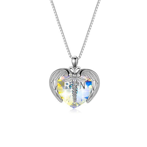 Sterling Silver Nurse Heart Necklace-0