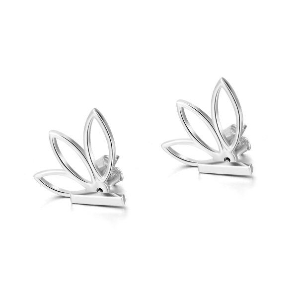 925 Sterling Silver Lotus Flower Bar Jacket Stud Earrings-3