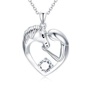 Sterling Silver Horse Heart Necklace-0