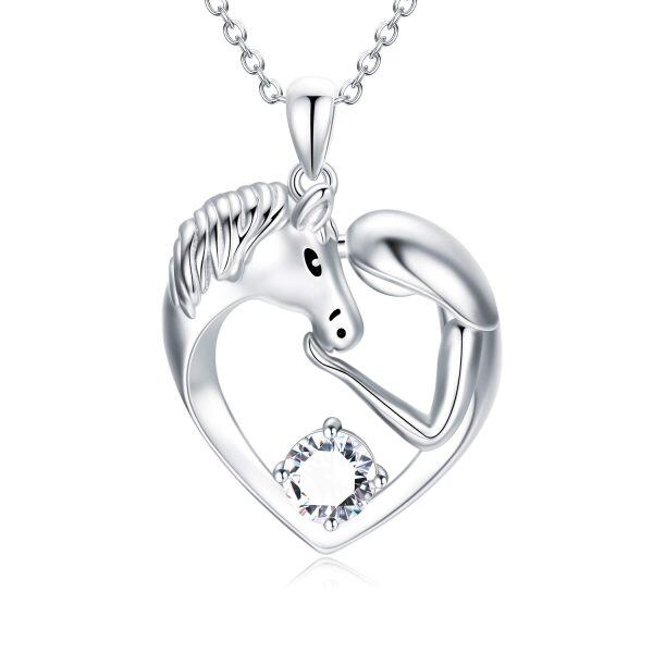 Sterling Silver Horse Heart Necklace-0