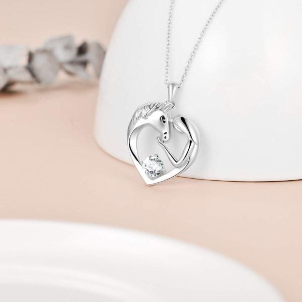 Sterling Silver Horse Heart Necklace-1