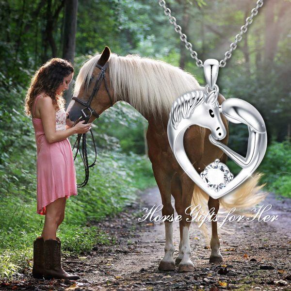 Sterling Silver Horse Heart Necklace-5