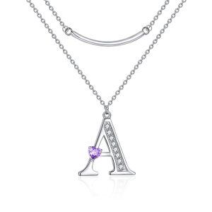 925 Sterling Silver Initial 26 Letters Alphabet Choker Pendant Necklace-0