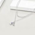 wholesale 925 Sterling Silver Heart-Shaped Purple Stone Letter A Pendant Double Chain Necklace for Women-0-2