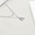 wholesale 925 Sterling Silver Heart-Shaped Purple Stone Letter A Pendant Double Chain Necklace for Women-0-3