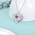 wholesale 925 Sterling Silver Pink Sapphire Heart-Shaped Elephant Pendant Necklace for Mother's Day Gift-0-1