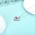 wholesale 925 Sterling Silver Pink Sapphire Heart-Shaped Elephant Pendant Necklace for Mother's Day Gift-0-2