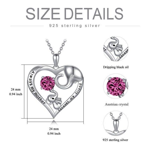 Sterling Silver Heart Elephant Necklace-3