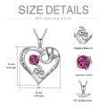 wholesale 925 Sterling Silver Pink Sapphire Heart-Shaped Elephant Pendant Necklace for Mother's Day Gift-0-3