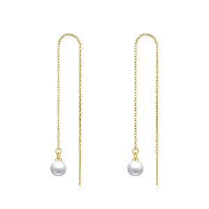 925 Sterling Silver Pearl Threader Earrings-0