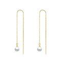 wholesale Sterling Silver Pearl Threader Earrings Long Tassel Drop Dangle-0-0