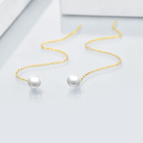 925 Sterling Silver Pearl Threader Earrings-3