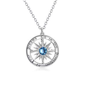 Sterling Silver Compass Necklace-0