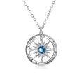 wholesale 925 Sterling Silver Blue Topaz Round Compass Pendant Necklace for Women Inspiring s-0-0
